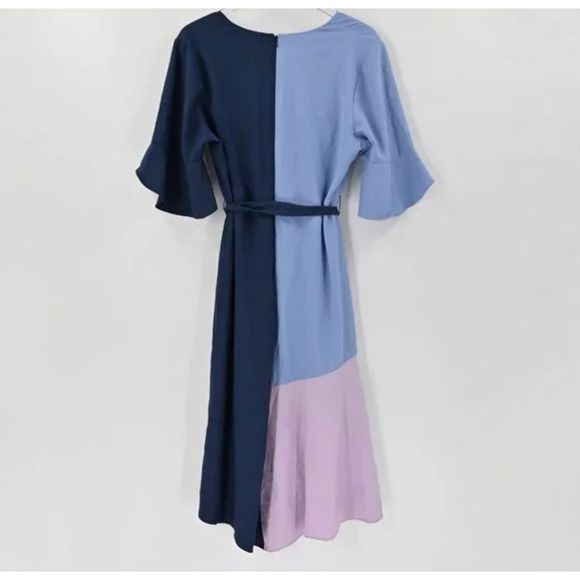 Hutch Colorblock Wrap Dress Blue Purple XS Wedding Shower Cruise Beach Resort - Picture 5 of 7